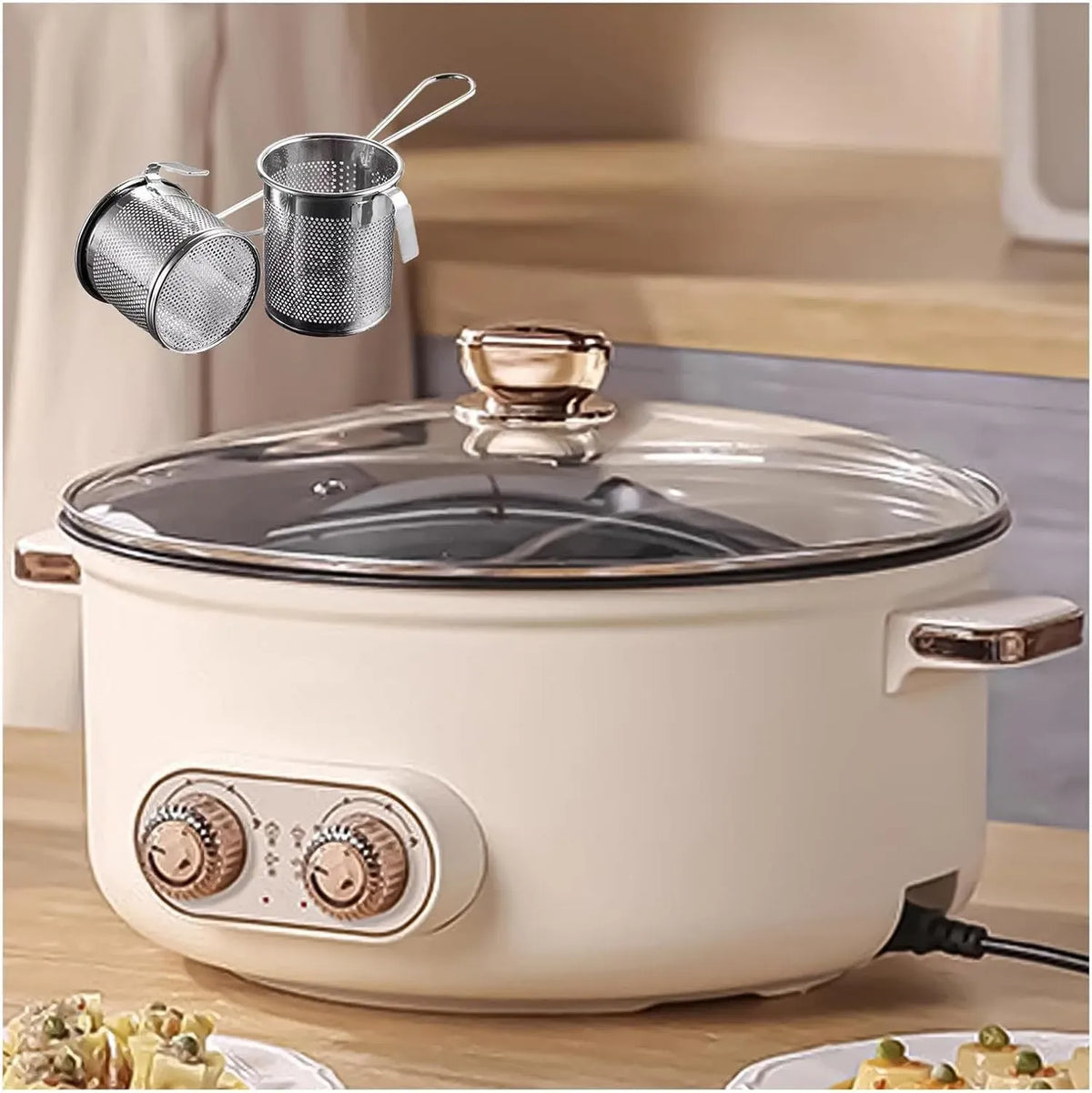Interrupteur, Fondue, 4.5 L, IP65, Double Interrupteur de Commande 1600 Watts Multi-Fonctions Fondue Chinoise Electrique