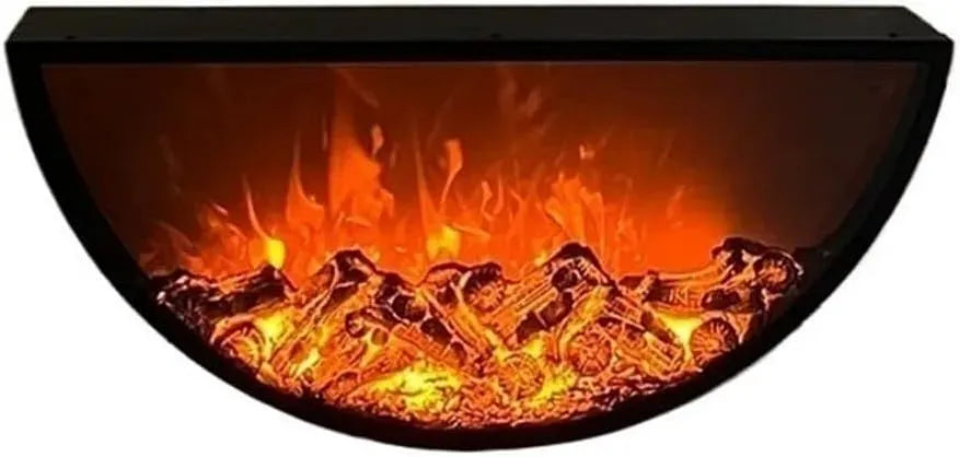 Cheminée électrique encastrée, cheminée électrique Semi-Circulaire Murale, 70cm, luminosité des Flammes réglable, Bouton et télécommande Cheminées