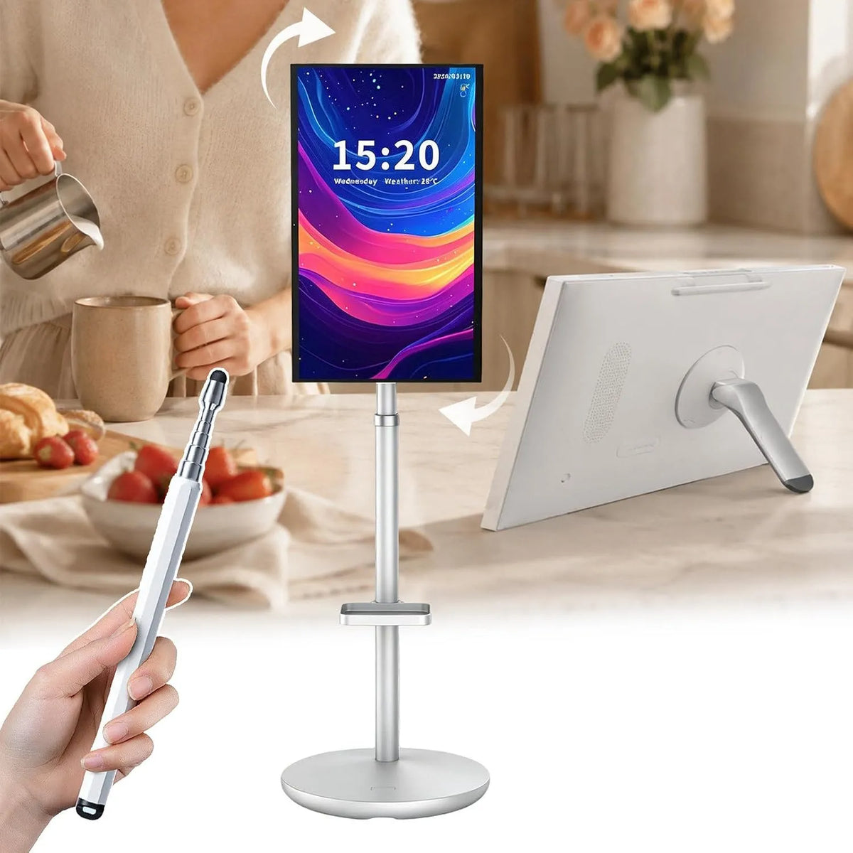 Smart TV, 24 pouces, téléviseur, portable, tactile, 27', fitness, appels, support roulant réglable, sol ou bureau, un écran pour plusieurs pièces