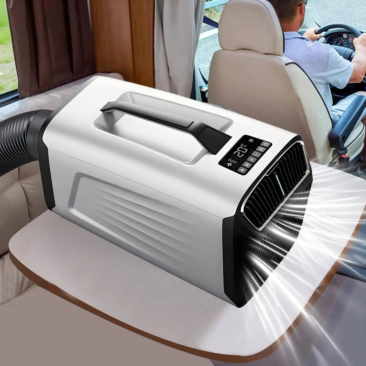 Climatiseur, 400 W, portable, silencieux, camping, argenté, 5200 BTU, avec compresseur, Faible consommation d'énergie, idéal pour tentes et