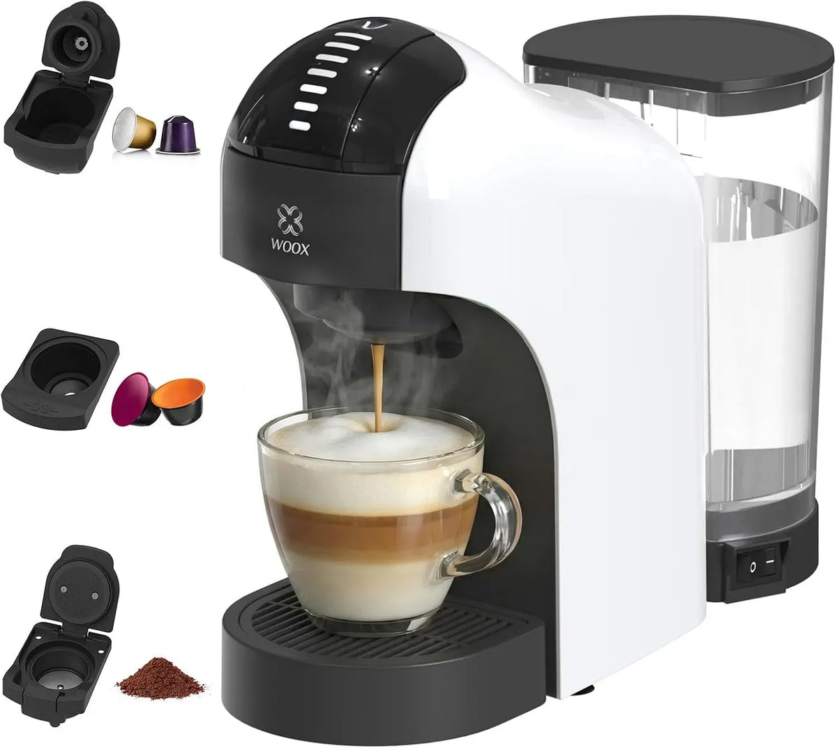 Nespresso Machine à expresso, 1400 W, grand réservoir, 20 Bars, Woox Machine à Café à Capsules 3 en 1, Réservoir 850ml
