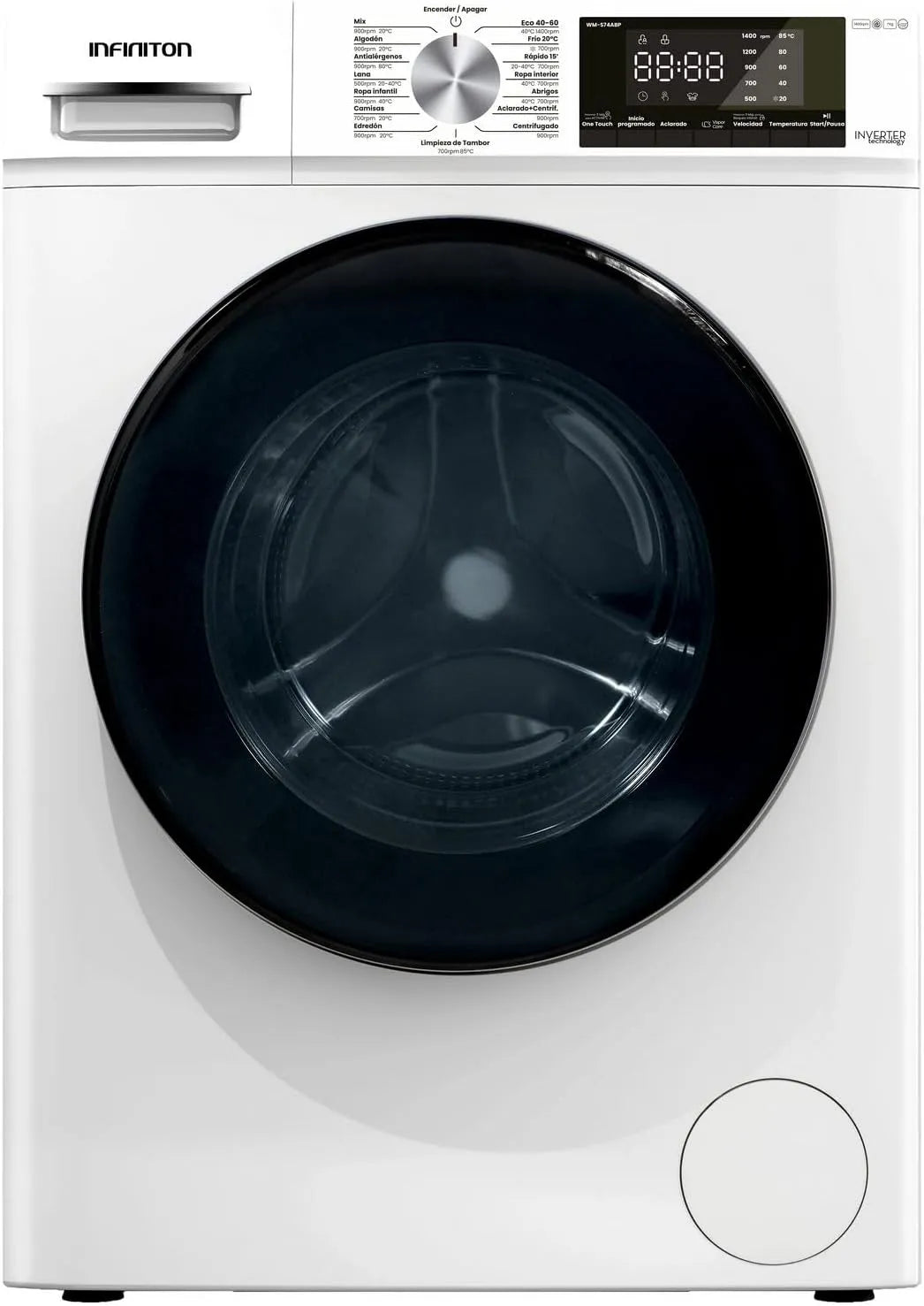 Lave-linge, 15 programmes, 9 kg, INFINITON WM-S94ABL, Inverter, blanc, INFINITON WM-S94ABL Lave-linge frontal 9 kg 1400 tr