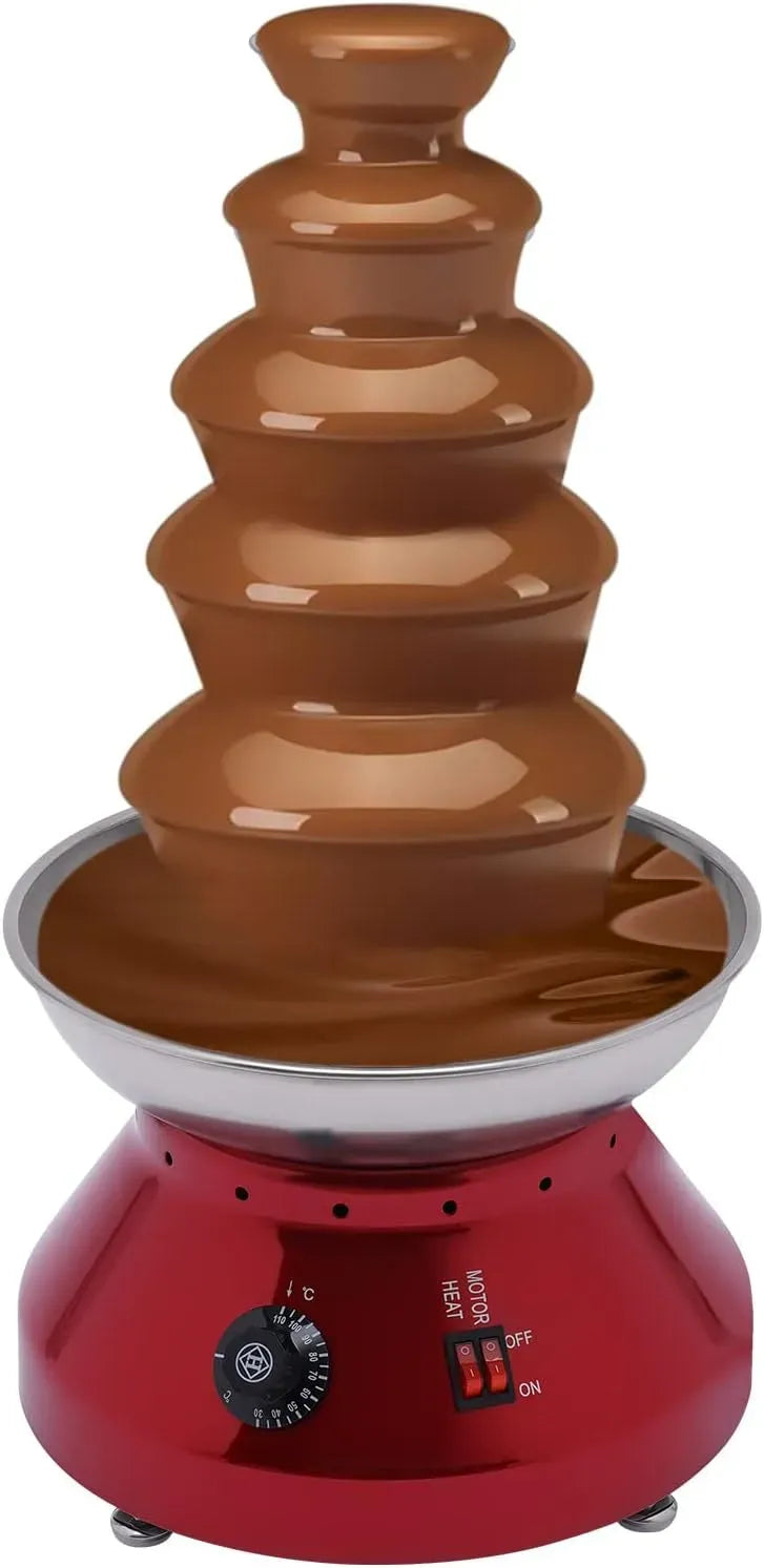 rouge, Fontaine à chocolat 5 étages 230 W silencieuse fontaine à chocolat 3000 ml réglable en température fontaine à chocolat équipé de tours