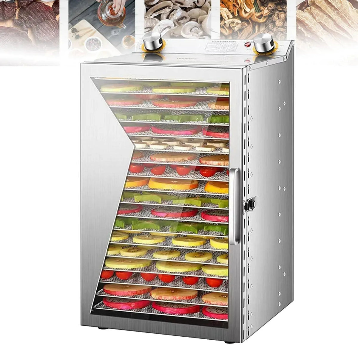 18Layer protection contre la surchauffe, Déshydrateur alimentaire en acier inoxydable à 12/18 plateaux avec grands plateaux, Contrôle de la