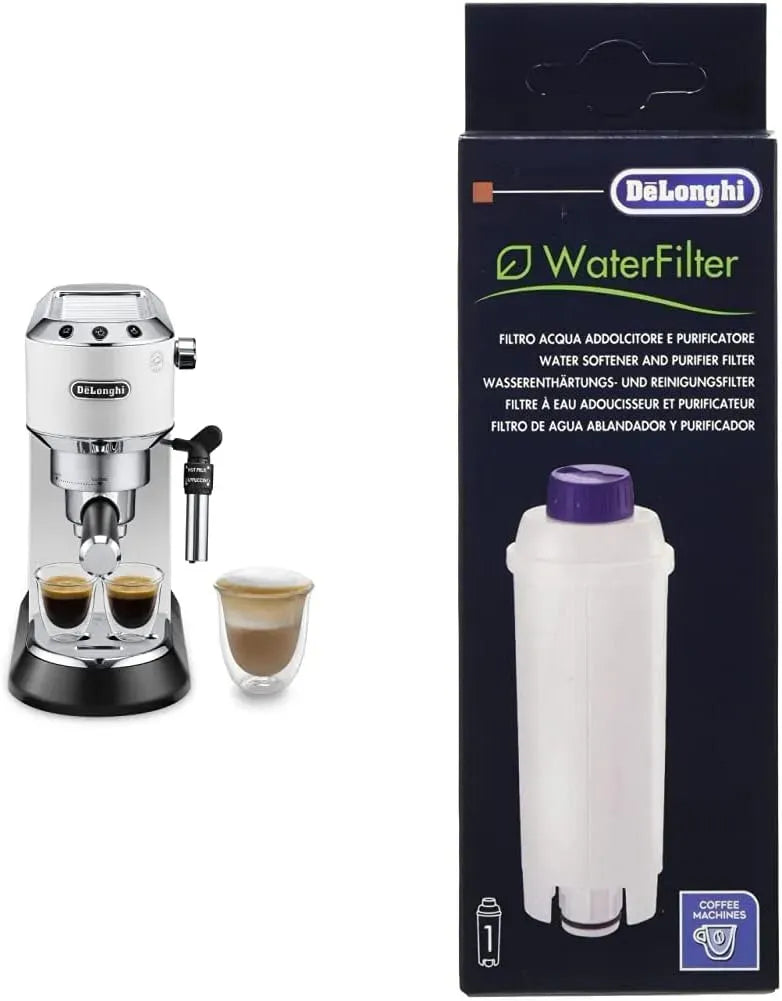 Delonghi EC685W DLSC002 Filtre, système de filtration d'eau potable, machine à café électrique, blanc, bois