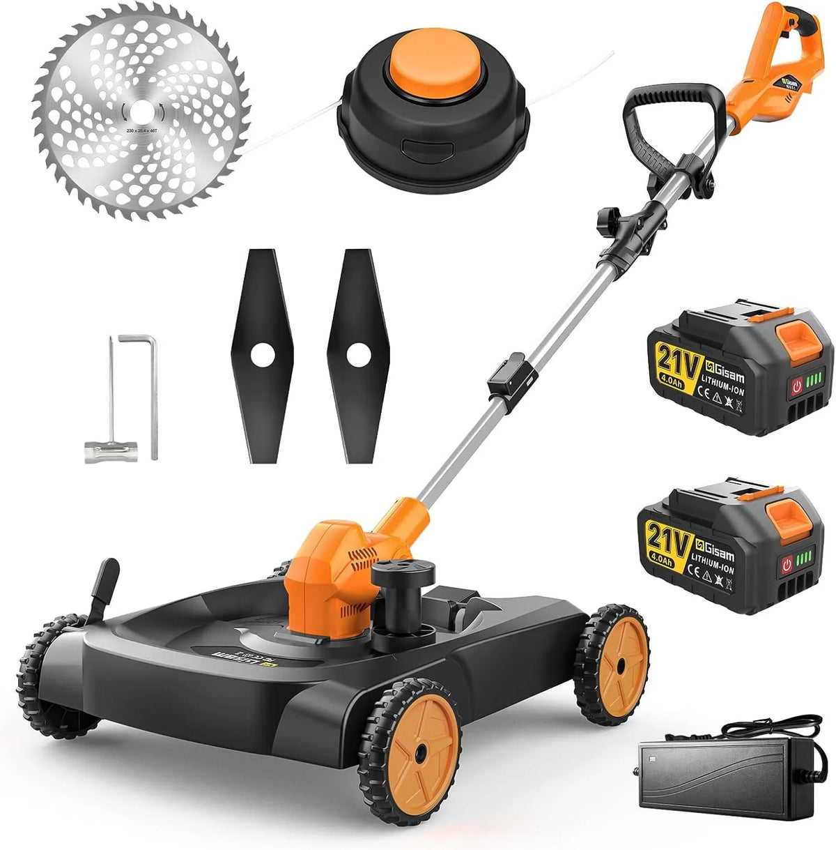 3-en-1 Moteur, 18,9 pouces, 3000 W, sans fil, noir, pour Le désherbage