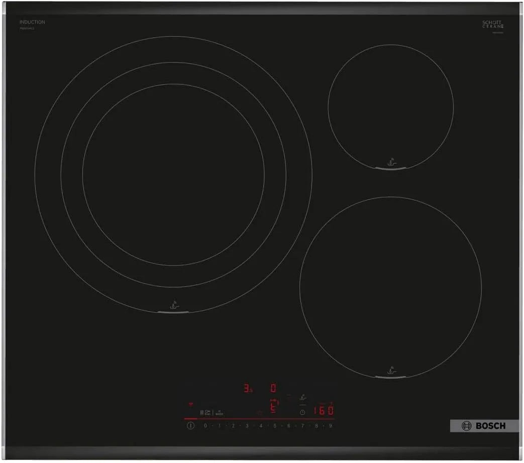 Bosch PID675HC1E Plaque à induction, 60 cm, 3 foyers, table de cuisson à induction, Home Connect, noir, PerfectFry Plus
