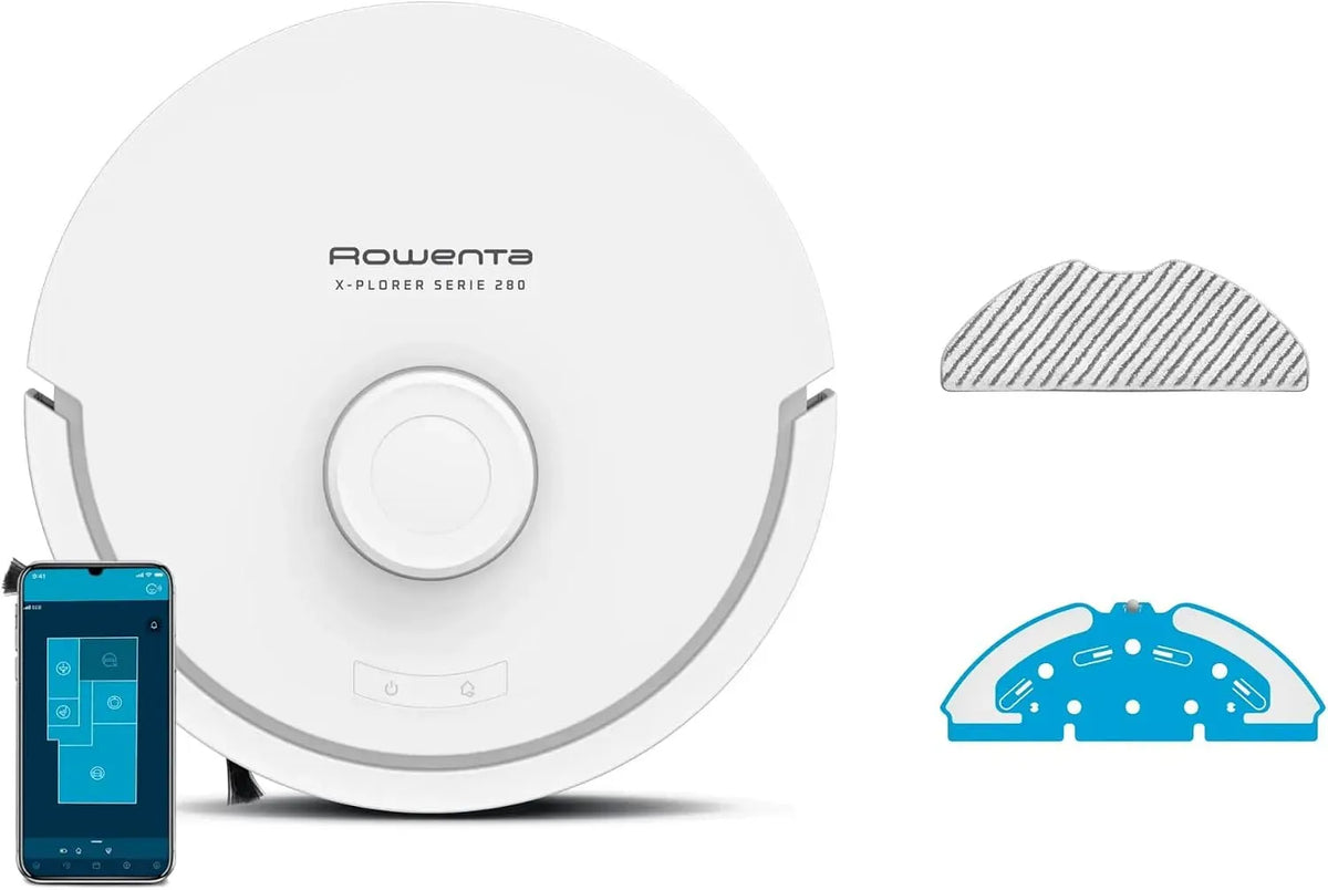 Rowenta RR88H7E0 Aspirateur, Navigation laser 360 et lavage intelligent, Nettoyage puissant 8000 Pa