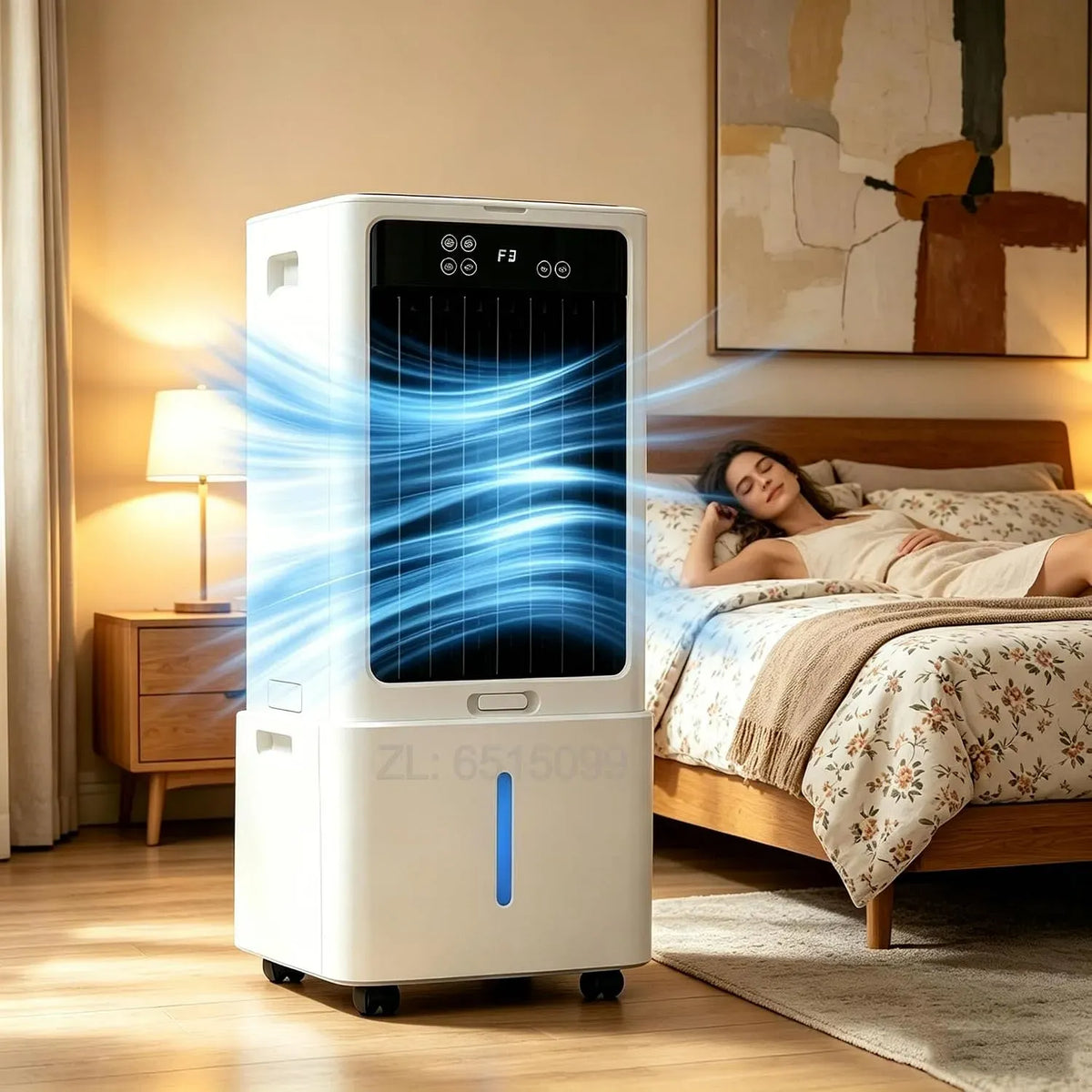 Climatiseur 12H, 12 L, portable, minuteur, 3 vitesses, oscillation, silencieux, 3 en 1 Refroidisseur d'air Portable avec Humidificateur
