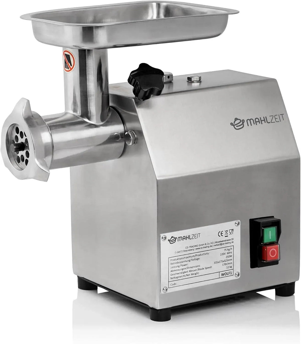 Machine de carnaval, Machine à saucisses, Machine à viande, 250 W, 75 kg, professionnel, acier inoxydable