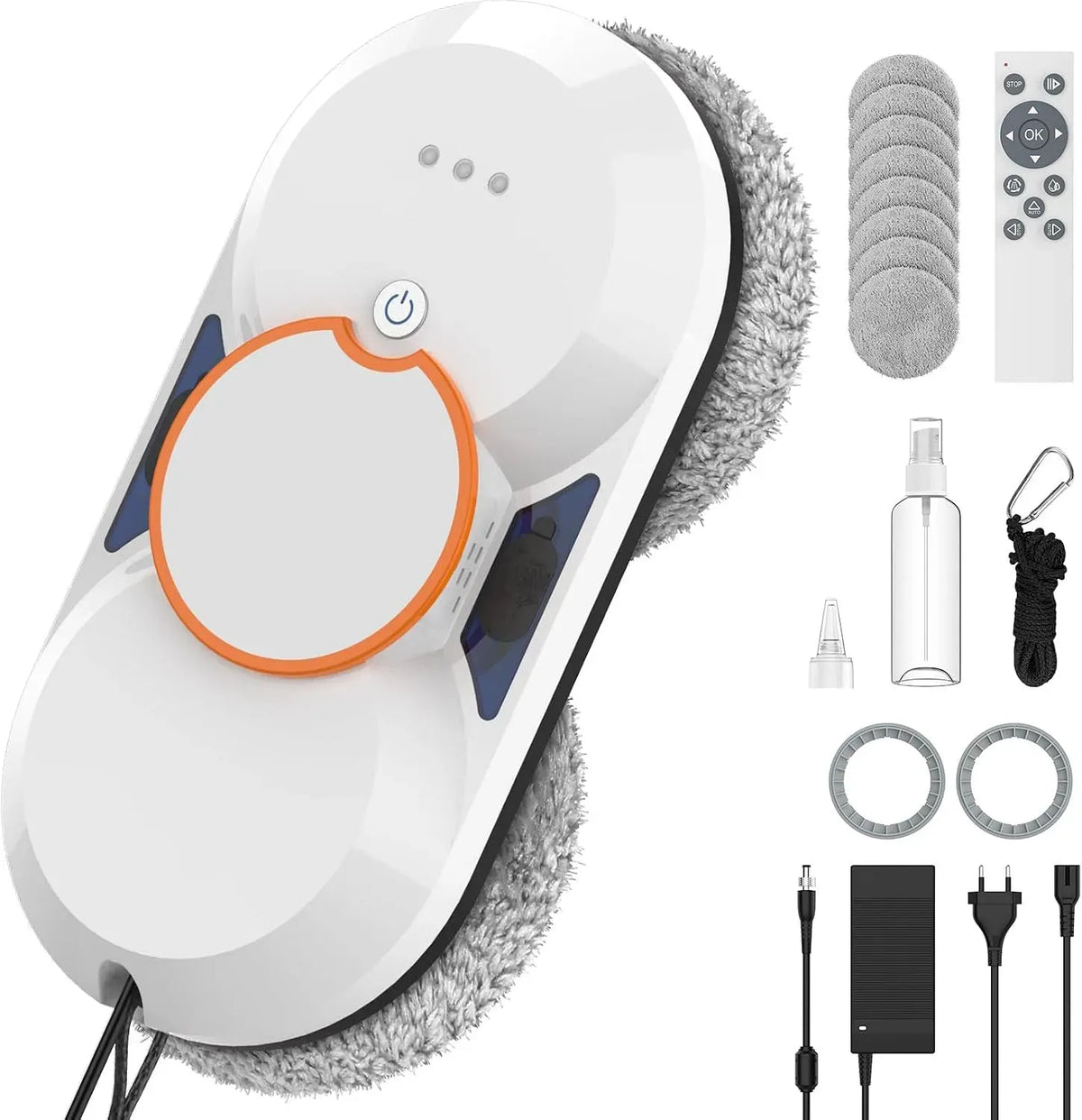 robot aspirateur laveur, Nettoyeur, 3 Modes, 5600Pa Laveur de Vitre Automatique avec Double Pulvérisation D'eau Automatique