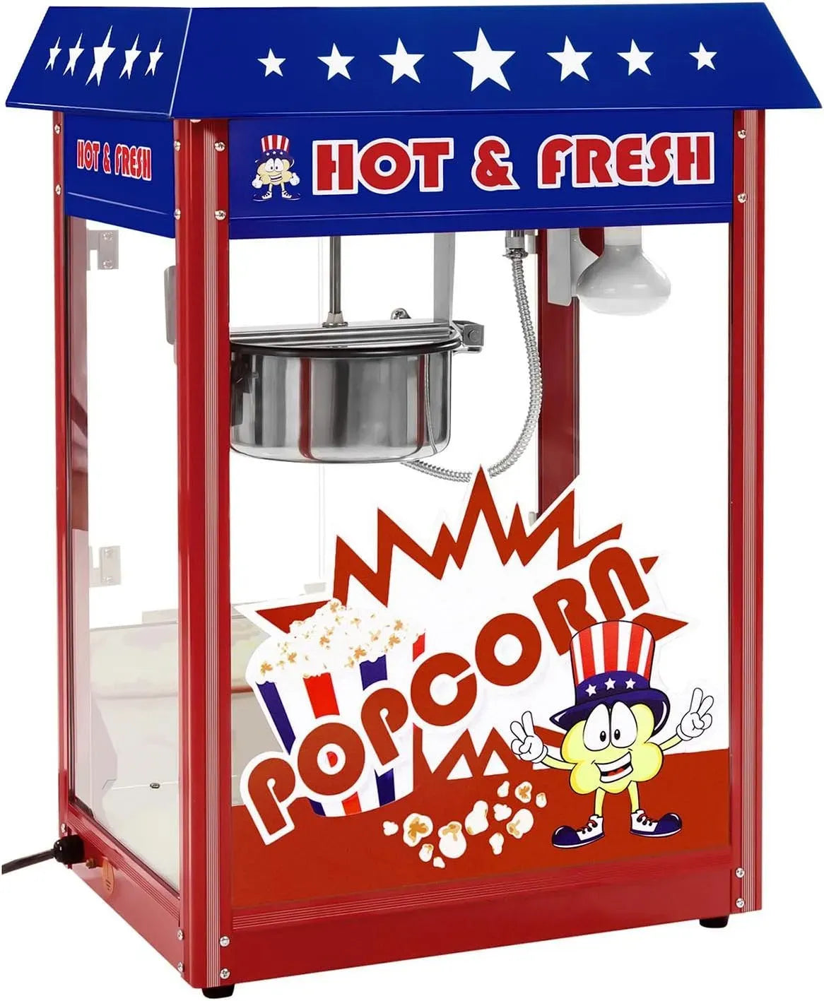 Machine à Popcorn, chariot, 18 cm, 1.500 W, 5 kg, 16 L/h, professionnel, restauration, rouge