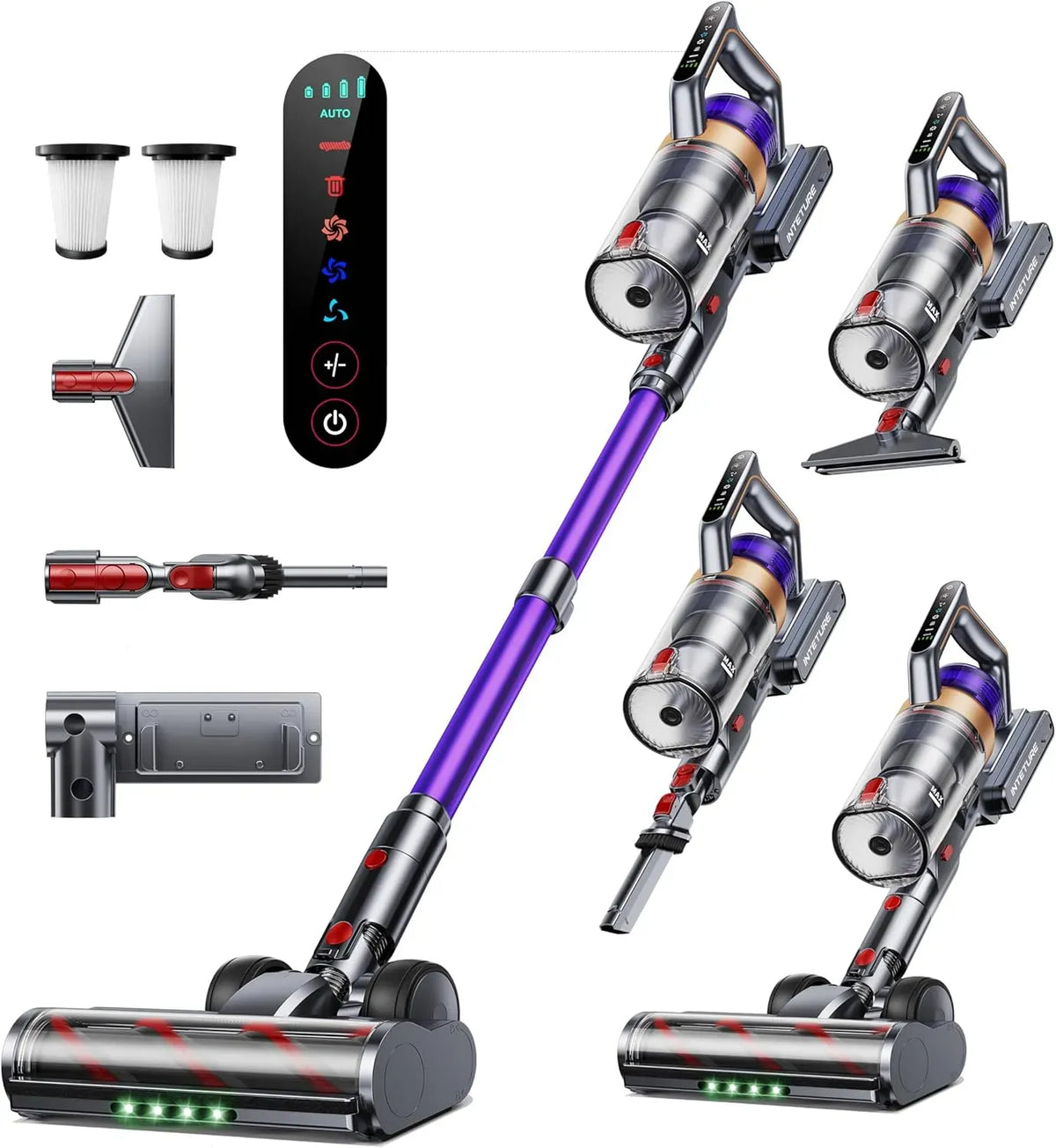 Aspirateur, 600 W, INTETURE 50KPa/600W/65Min, tactile, Mode Automatique à lumière Verte & écran Tactile