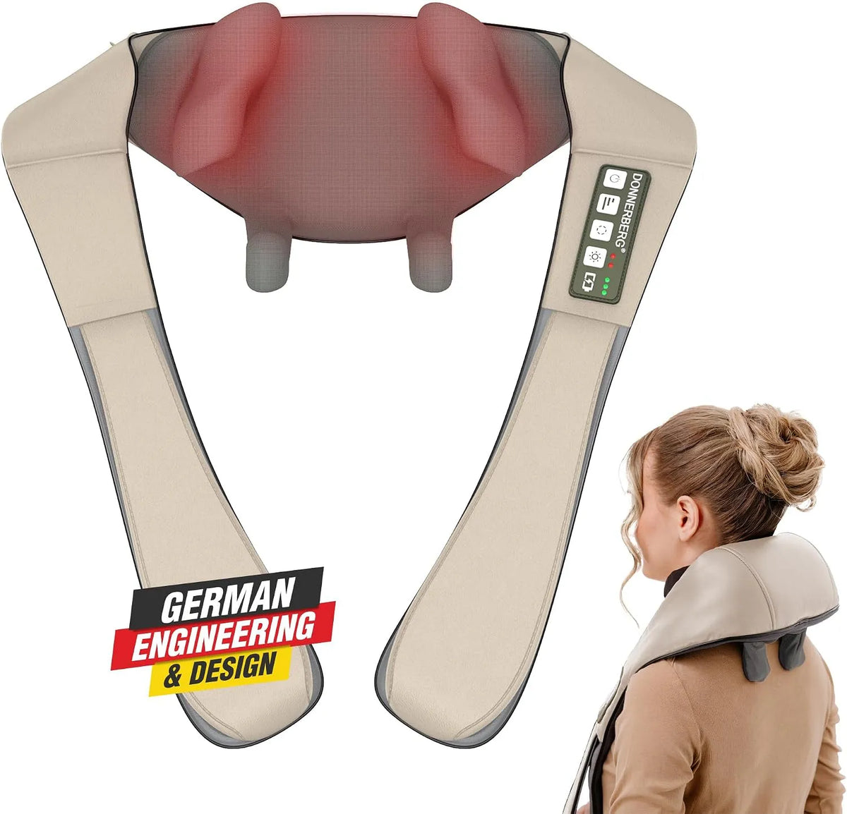 Masseur, fonction chauffante, sans fil, DONNERBERG® Proneck Masseur Cervical Shiatsu Sans Fil Avec Chaleur