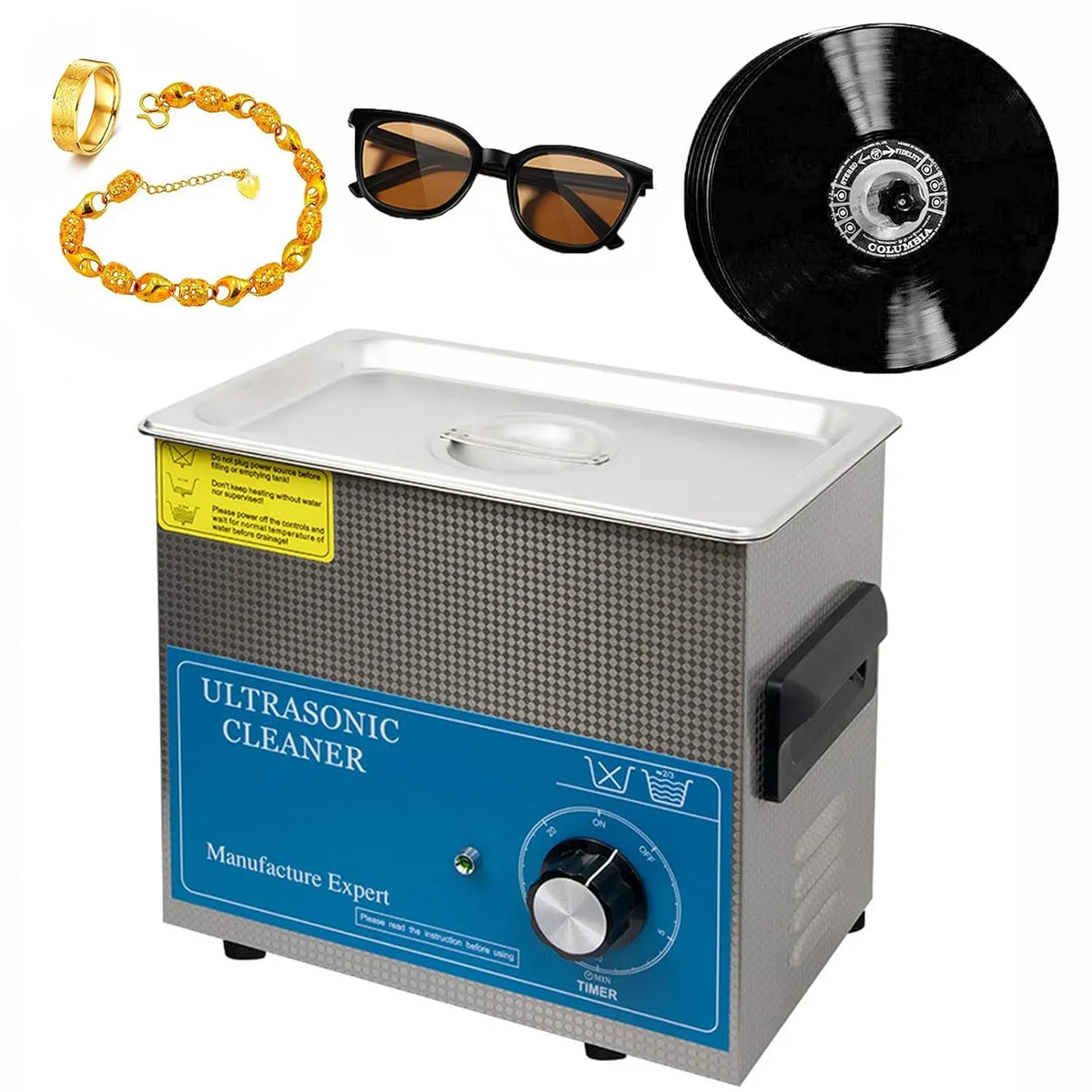 0-20min Bijoux-3L Machine De Lave-disque, 3 L, 120 W, acier inoxydable, pour Les Disques En Vinyle