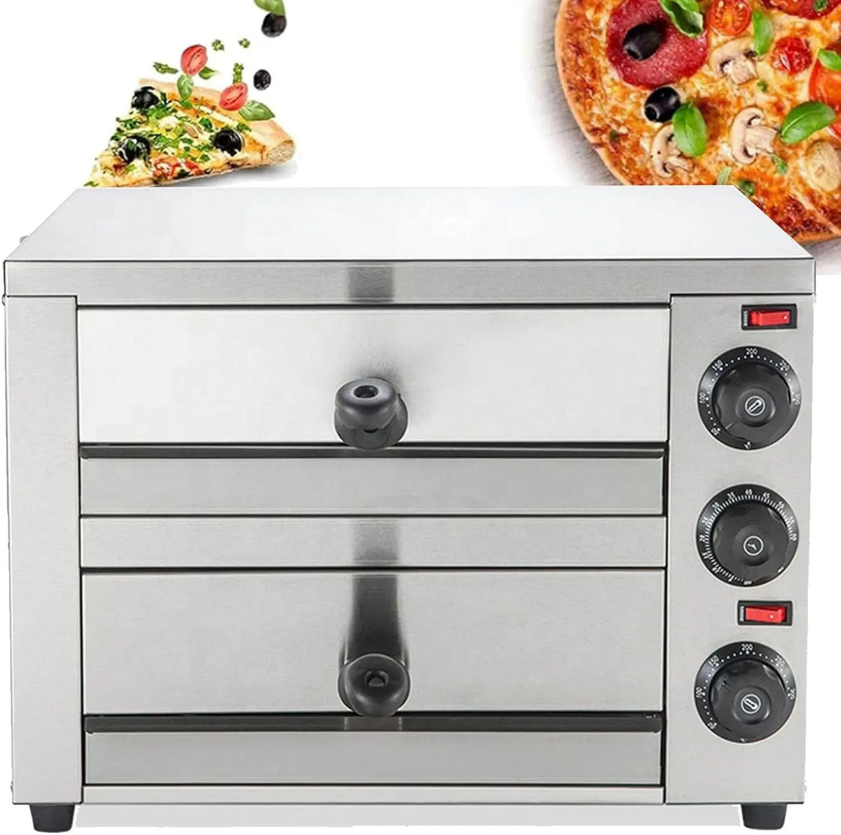 Four électrique à pizza, 12 pouces, minuteur, professionnel, restaurant, acier inoxydable