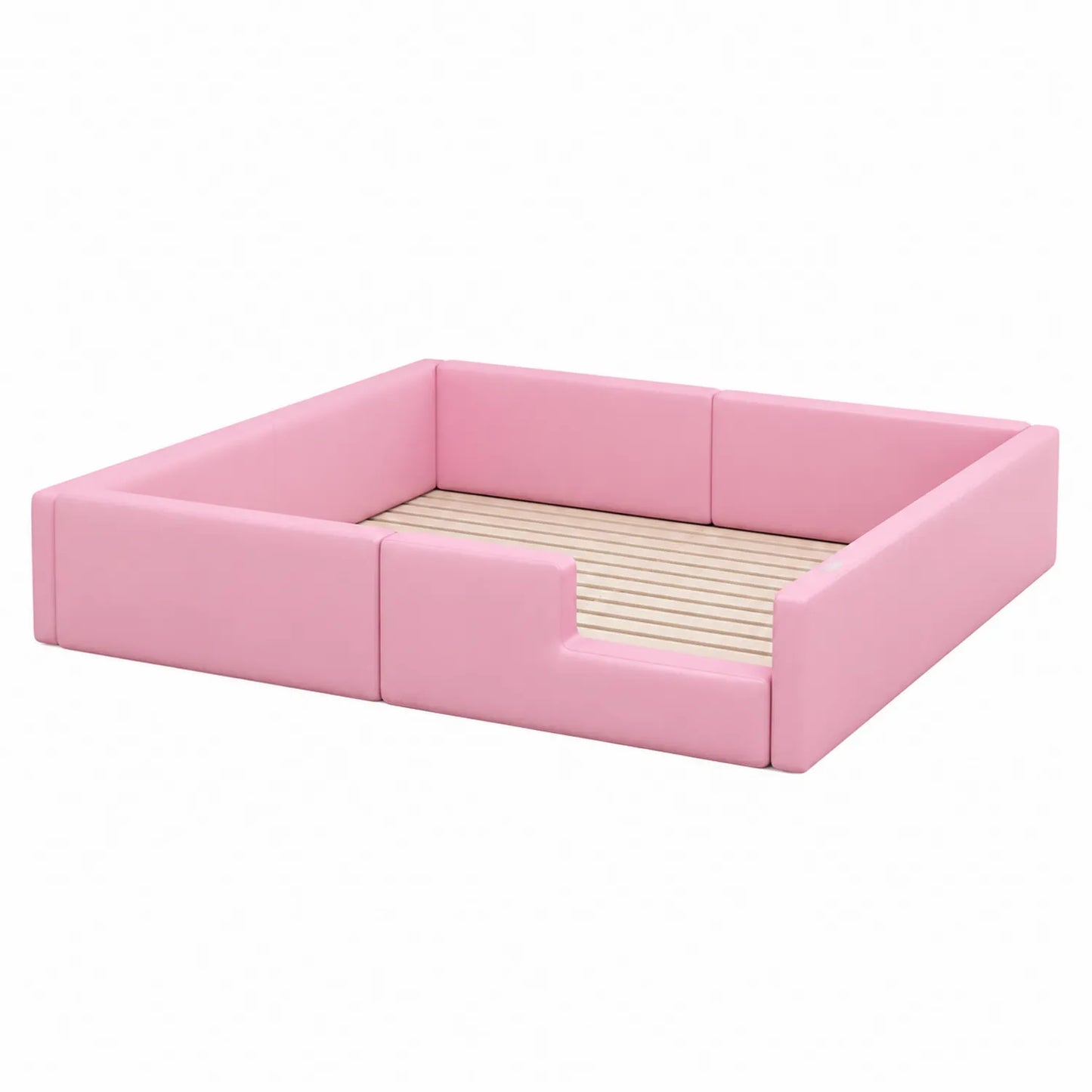 Lit pour enfant en bois et simili cuir rose