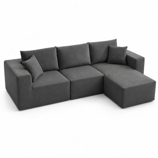 Canapé d'angle en tissu gris foncé