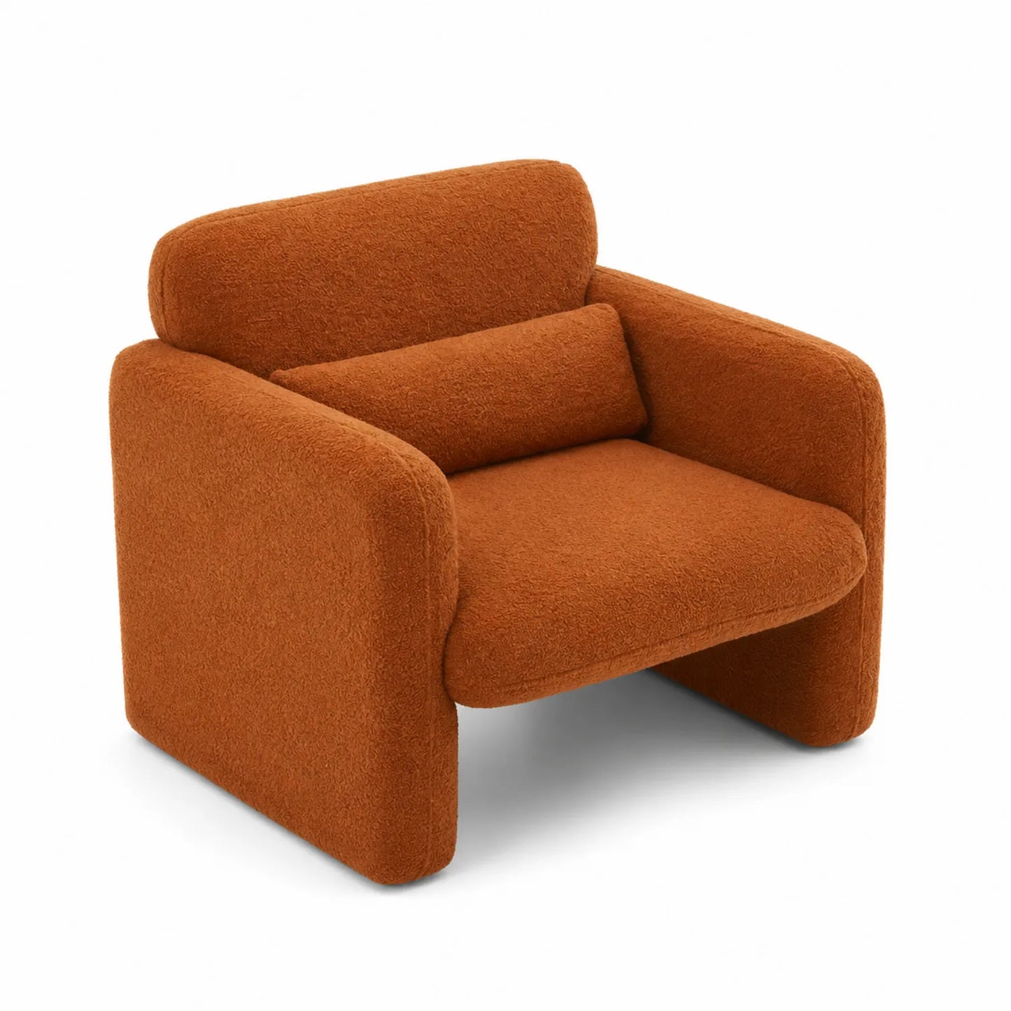 Fauteuil en tissu bouclé polyester brun 85x75x70cm