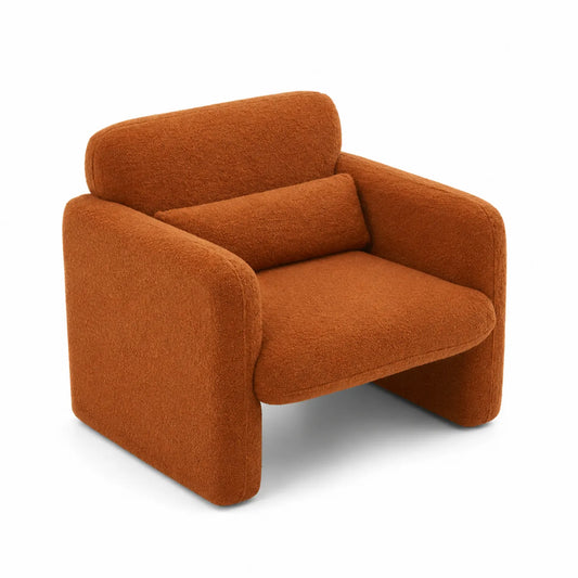 Fauteuil en tissu bouclé polyester brun 85x75x70cm