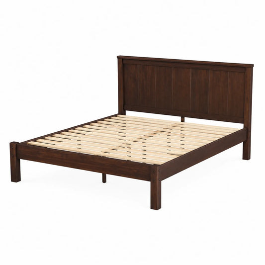 Lit en bois massif avec tête de lit 200x160 cm Marron
