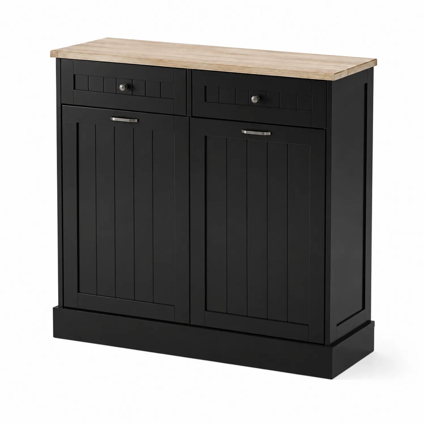 Buffet en bois noir avec plateau en MDF clair 90x40x95 cm