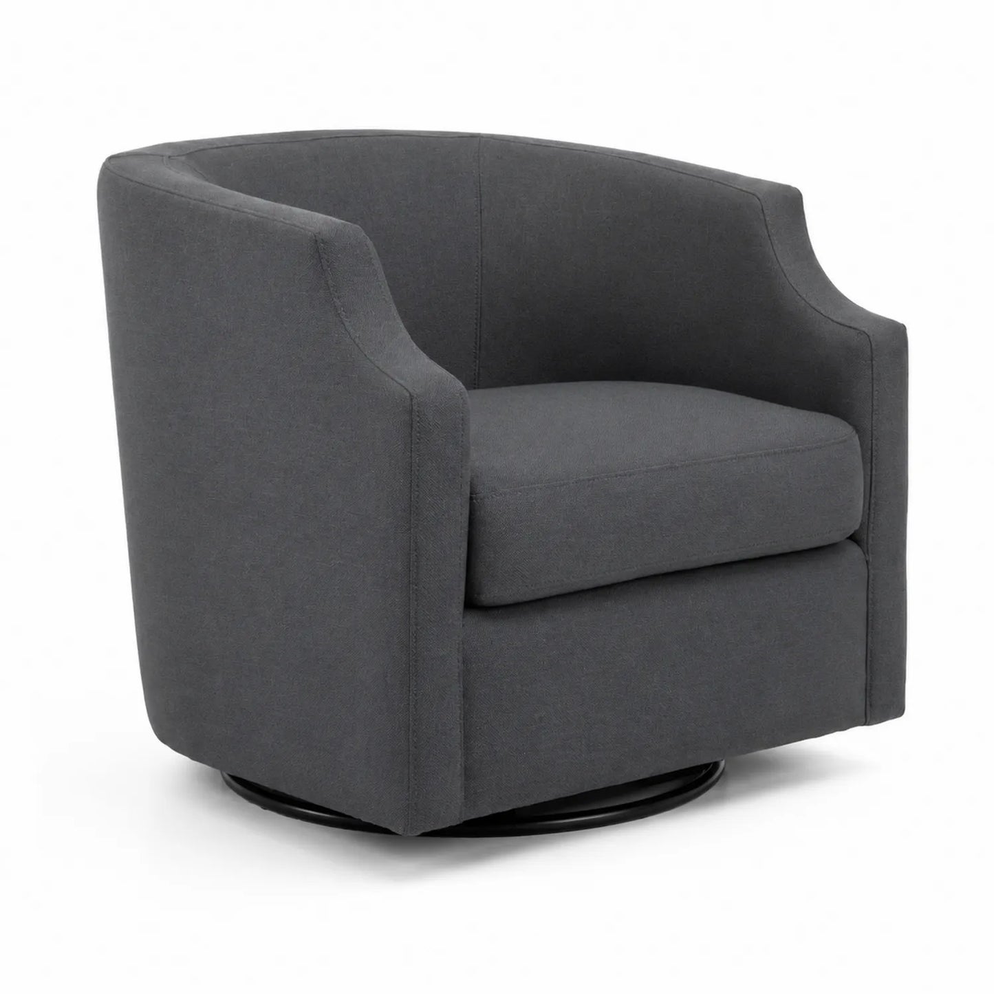 Fauteuil pivotant en tissu gris avec base ronde