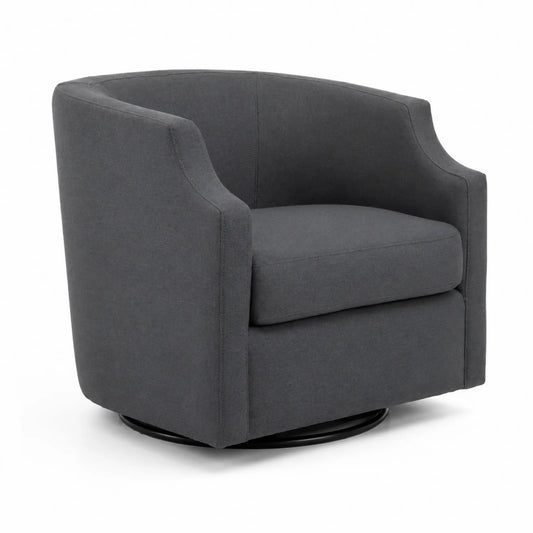 Fauteuil pivotant en tissu gris avec base ronde