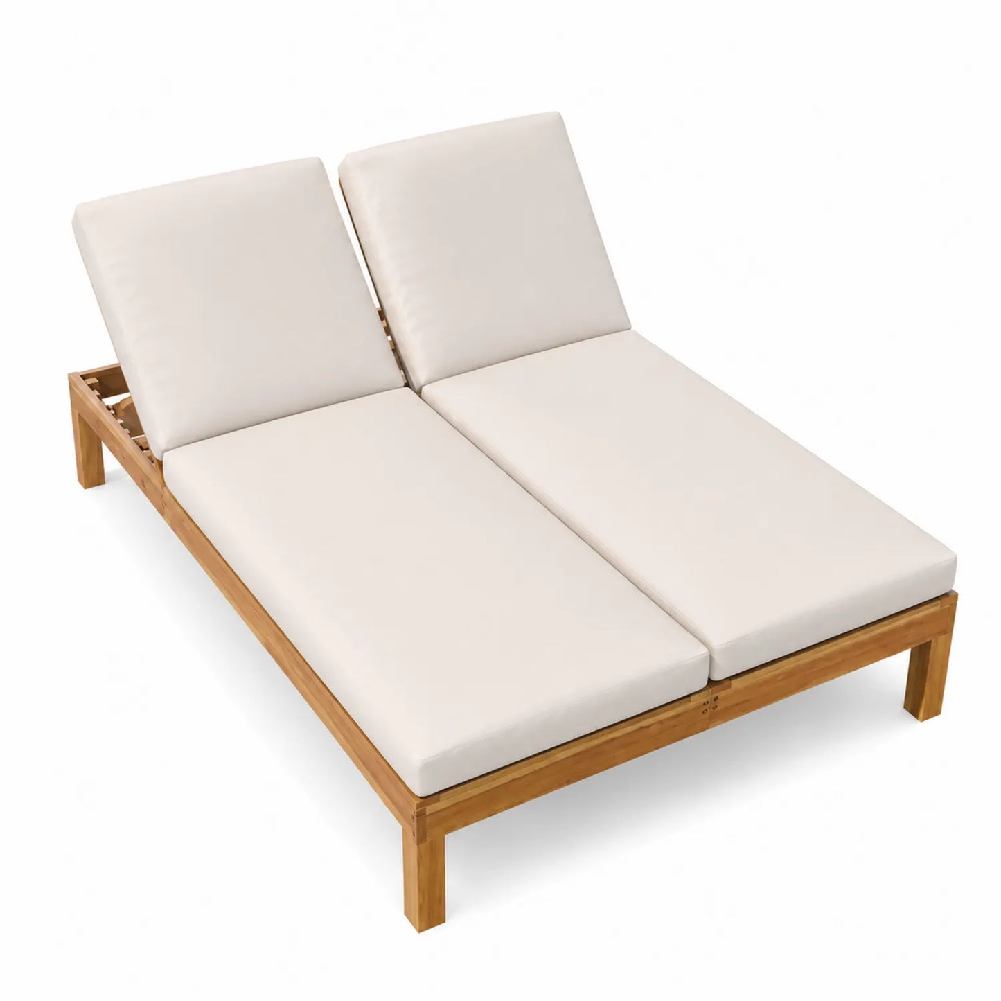 Lit double de jardin en bois avec coussins réglables