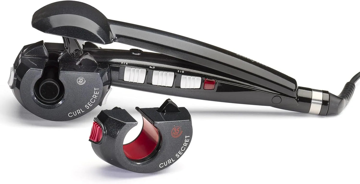 25-35mm C1300E Curl Secret BaByliss, Boucleur à fonctionnement automatique Ionic 2, Noir, 2 têtes interchangeables, Température de 190 à 230°C