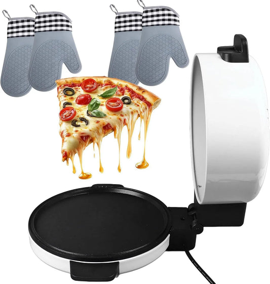 Radiateur électrique, 2000 W, pizza, 2 zones de température, rouge, Machine à Pizza antiadhésive 2000 W de Puissance de Chauffage