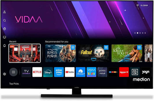 Smart TV, 43 pouces, téléviseur, 4K UHD, QLED, HDR, son Dolby, Bluetooth, enregistrement PVR, MD 843600, Dolby Atmos, 108 cm, VIDAA Store, DAZN