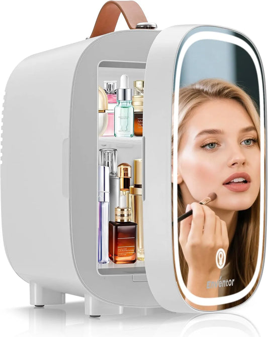 Réfrigérateur, 4 L, 230 V, tactile, blanc, 230V CA et 12V CC, 4L, Enventor Mini Frigo, Petit Frigo pour soins de la peau, refroidisseur et réchauffeur