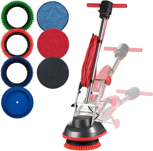 VEVOR Monobrosse, Nettoyeur, Câble, machine monobrosse de nettoyage, appareil électrique de nettoyage des sols, 13 m, 3 Pads