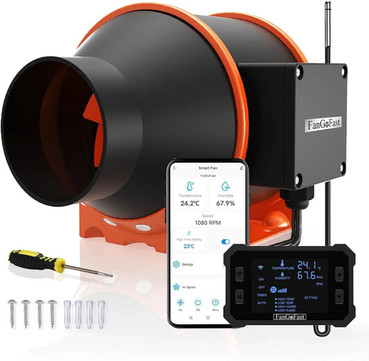 Ventilateur, FanGoFast 100mmWifi, Wi-Fi, App Extracteur d'Air, moteur EC