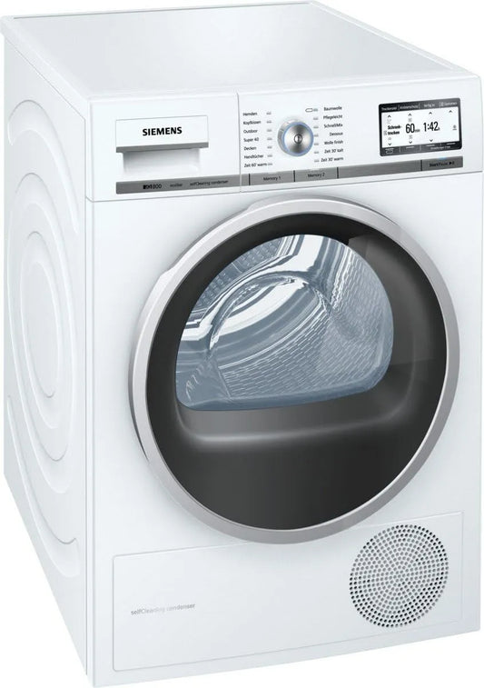 Siemens WT48Y7W3 Sèche-linge, 8 kg, blanc, indicateur de charge résiduelle, Siemens WT48Y7W3 Sèche-linge à pompe à chaleur