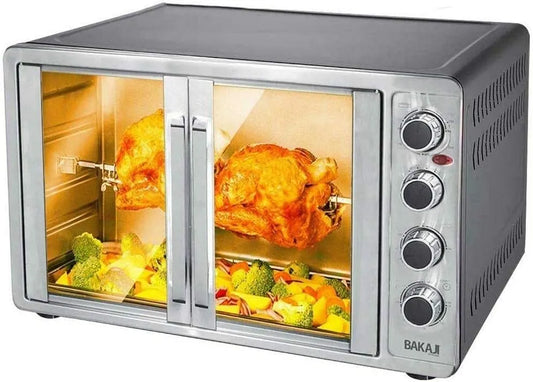 Four électrique, 55 L, 2200 W, minuteur, 2 zones de température, 55 litres, Bakaji Home Four Four électrique Ventilé Puissance 2200W avec double porte