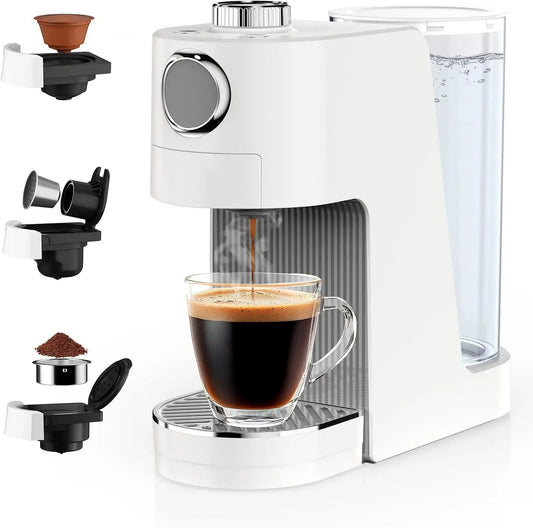 Cafetière électrique, 2 zones de température, blanc, 20 Bars, Machine à Café Expresso 3 en 1, 7 Niveaux de Volume et Température Réglable