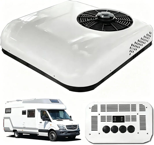 Climatiseur, 12 V, Climatiseur 12V/24V White-24V, camping, blanc, Refroidissement Rapide électrique de 8800 BTU, de Toit pour Camping-Car