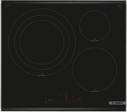 Bosch PID675HC1E Plaque à induction, 60 cm, 3 foyers, table de cuisson à induction, Home Connect, noir, PerfectFry Plus
