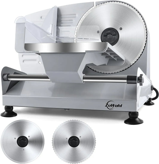 0-15mm Saucisson, Réglage Précis, pour Électrique Professionnelle, 200W, 2 Lames Amovibles 19 cm, Pour Jambon, Pain