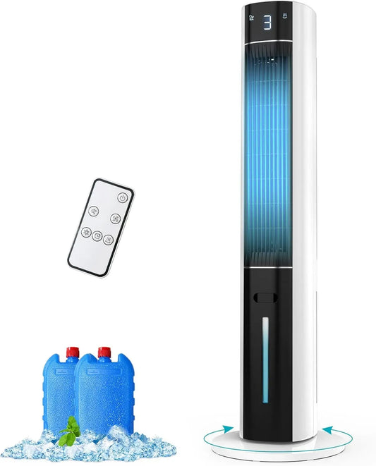 Ventilateur, 3 L, portable, minuteur, 3 vitesses, grand réservoir, Refroidisseur de marais 3 en 1 avec réservoir d'eau 3L, minuterie de 12 heures