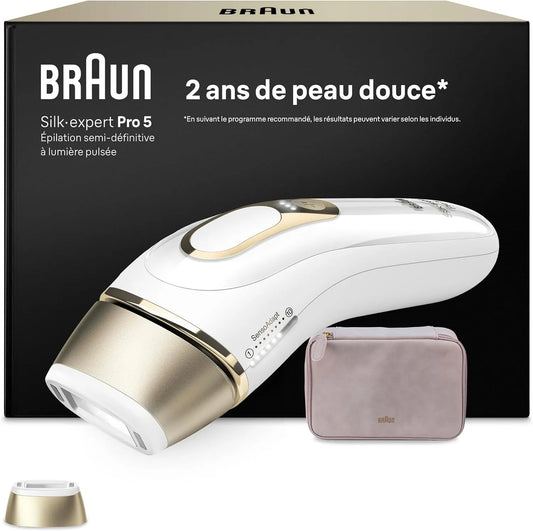 Braun PL5100 Blanc et Or, Epilateur Lumiere Pulsee Silk·expert Pro 5