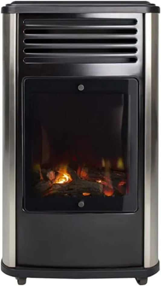 Ustensile de cuisson 40-80m2, 3 niveaux, 4K UHD, noir, Noir Effet feu de bois, Chauffage à gaz 3 niveaux de chauffe rapide, 3.4 KW