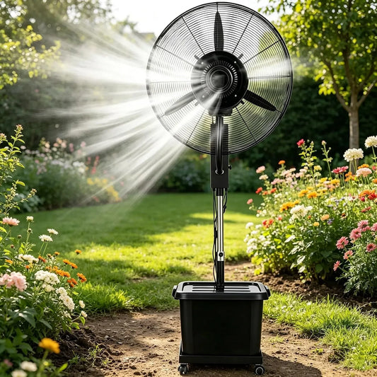 Ventilateur, 42 L, portable, extérieur, grand réservoir, noir, barbecue