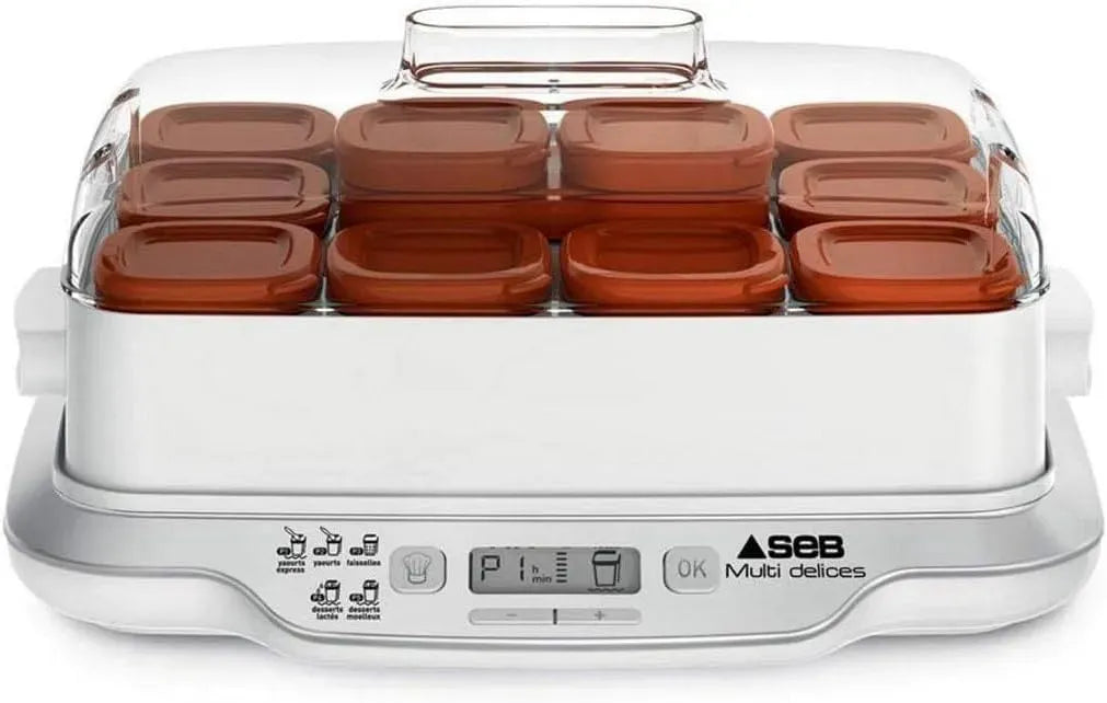 YG661A00 Yaourtière Seb Multidélices Express 12 Pots Blanc et Marron