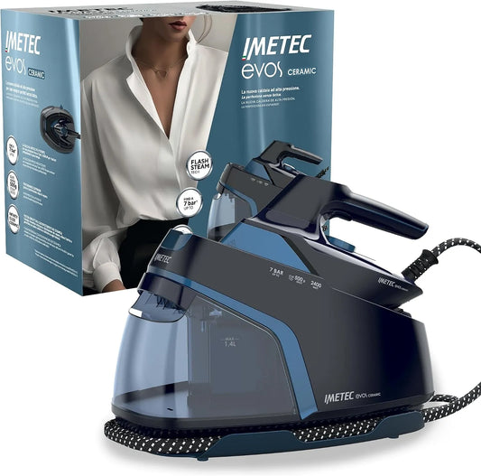XXL 1 Réservoir, Bleu & Noir, pour Professionnel, Evo Ceramic Centrale Vapeur 2400W, 7 Bars, Repassage Rapide et Efficace, Défroisser Vêtements