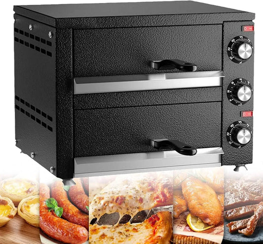 Four électrique à pizza, 12 pouces, minuteur, professionnel, acier inoxydable