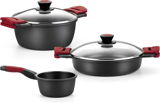 Batterie, batterie de casseroles et poêles, fonte, 5 pièces, aluminium, cuisine 5 pièces en fonte d'aluminium, BRA