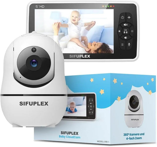 Moniteur 720p, Wi-Fi, 2 zones de température, Babyphone avec caméra sans wifi, Pivote à 360° & zoom 4x
